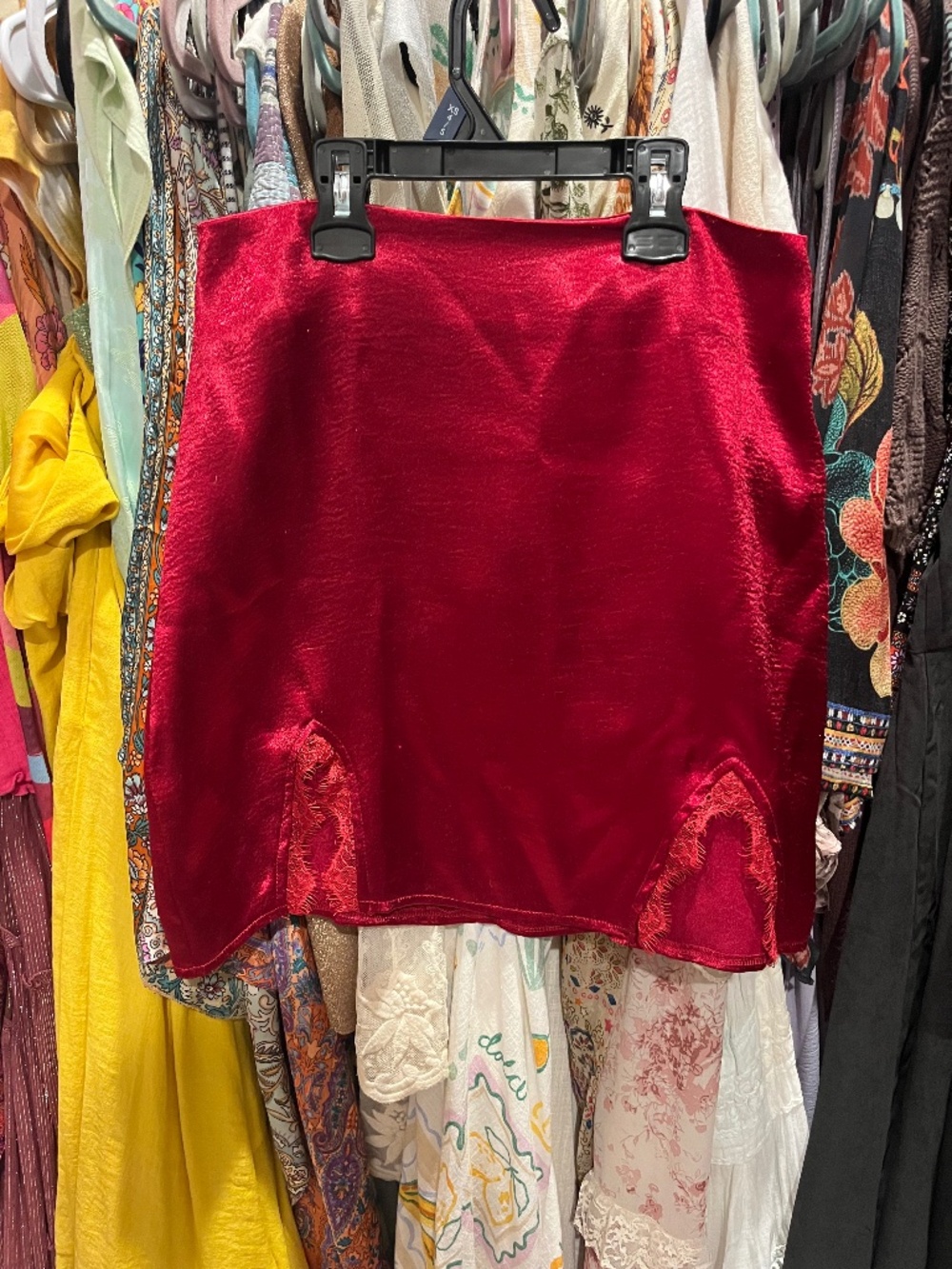 Red Satin Mini Skirt